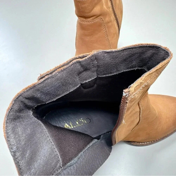 Aldo Womens 9 Suede Leather  Heeled Ankle Bootie Brown Color - Picture 15 of 15